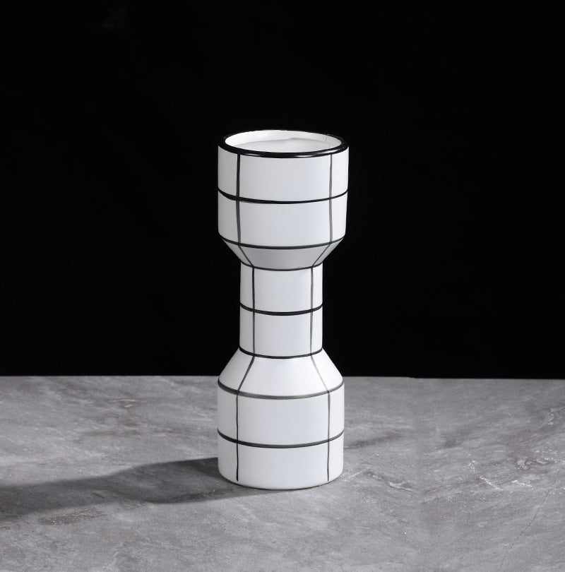 Vaso ceramica righe bianche