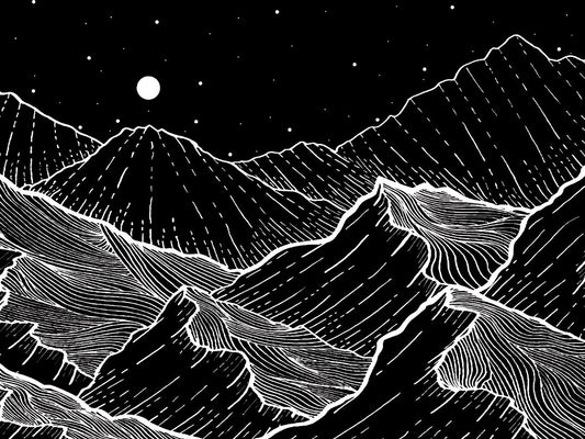 Arazzo Montagne sotto la luna