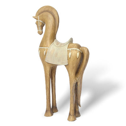Busto cavallo legno naturale decorato