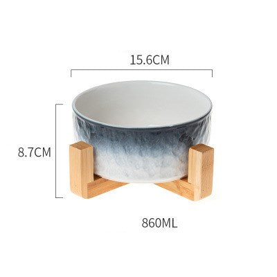 Ciotola grigio-azzurra sfumata con legno