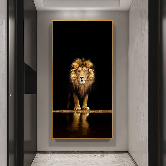 Quadro su tela Leone dorato e nero