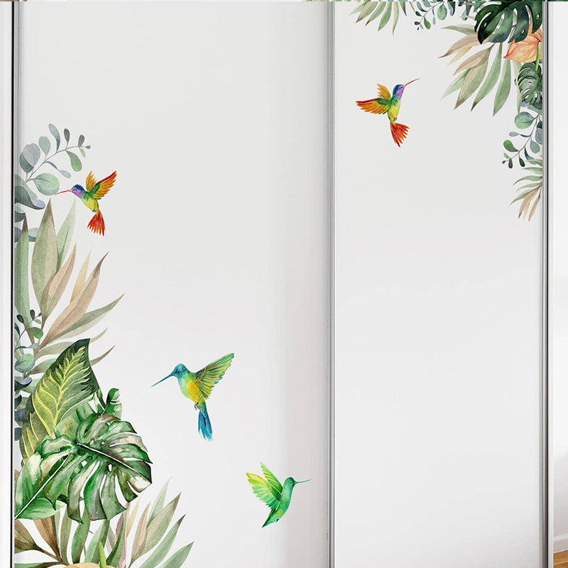 Adesivo pianta colibrì