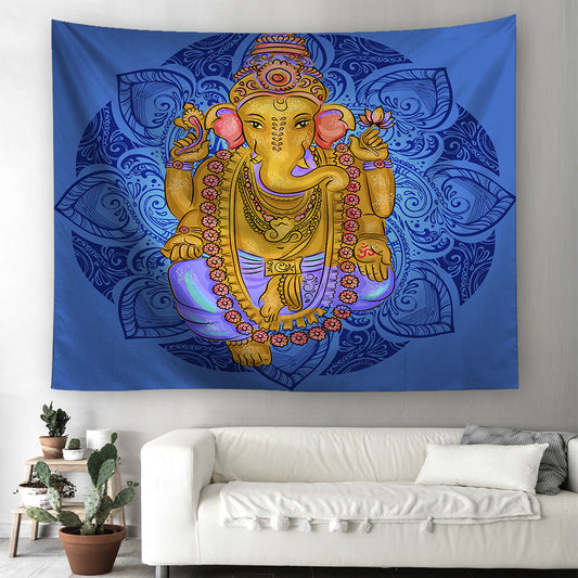 Arazzo Ganesha decorato in oro