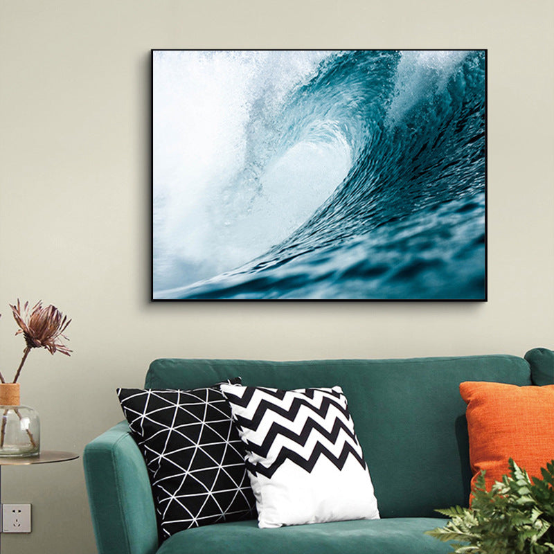 Quadro onda e fiore blu