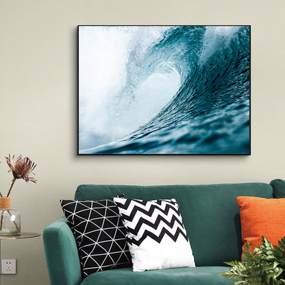 Quadro onda e fiore blu
