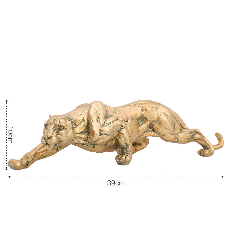 Statuetta pantera resina dorata