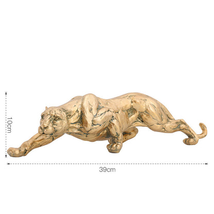 Statuetta pantera resina dorata
