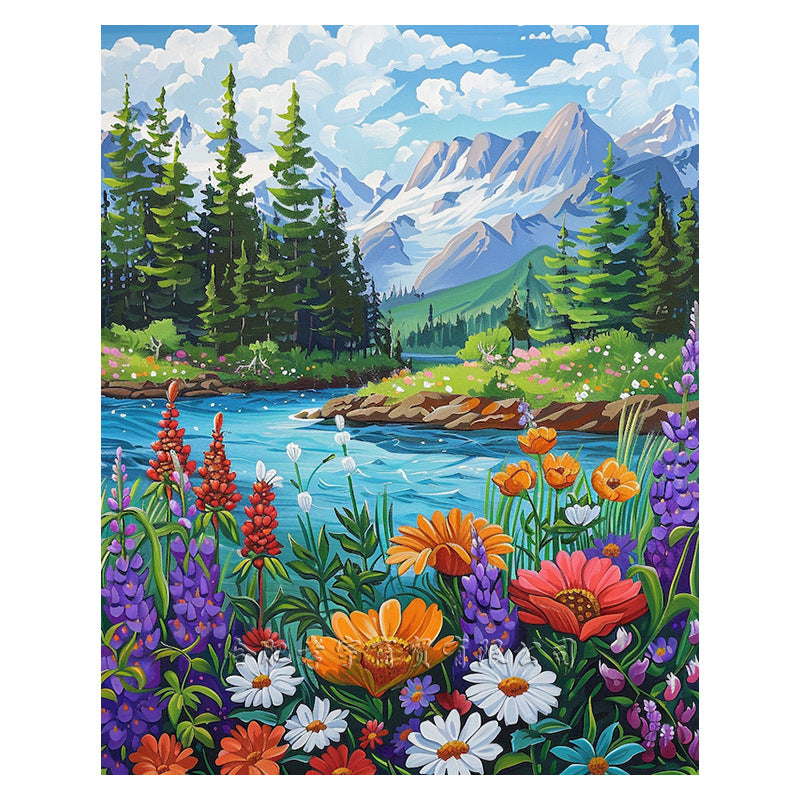Quadro ricamato paesaggio