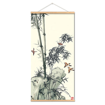 Adesivo murale Acquarello asiatico bamboo fiori