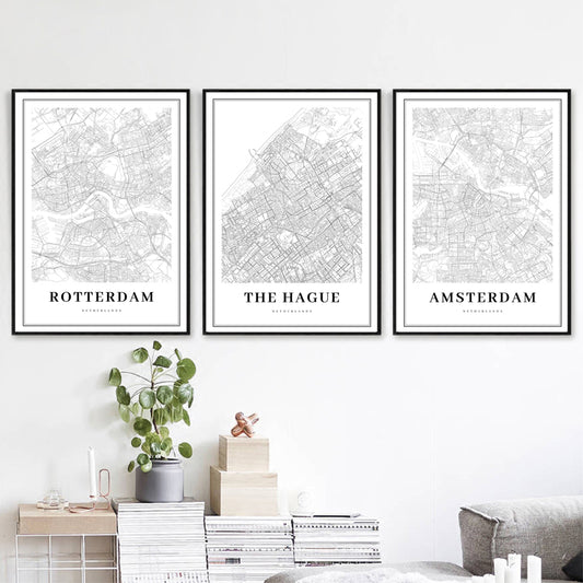 Poster Mappa dei Paesi Bassi