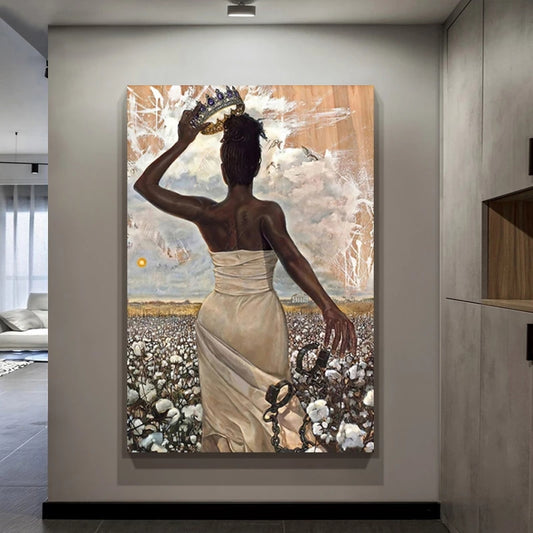 Quadro su tela Donna raccoglie cotone