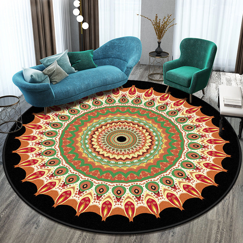 Tappeto rotondo mandala nero colori brillanti