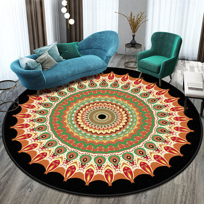 Tappeto rotondo mandala nero colori brillanti