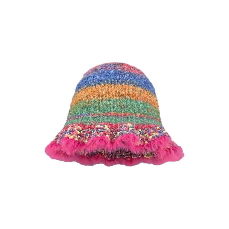 Berretto lana righe arcobaleno