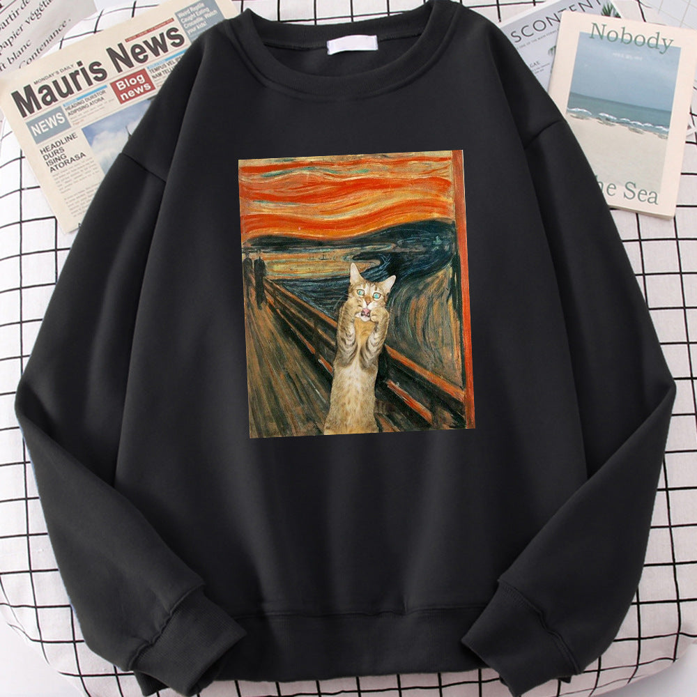 Pullover Gatto Tramonto Olio