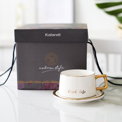 Tazza caffè con piattino oro