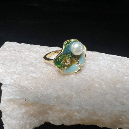 Anello smaltato dipinto