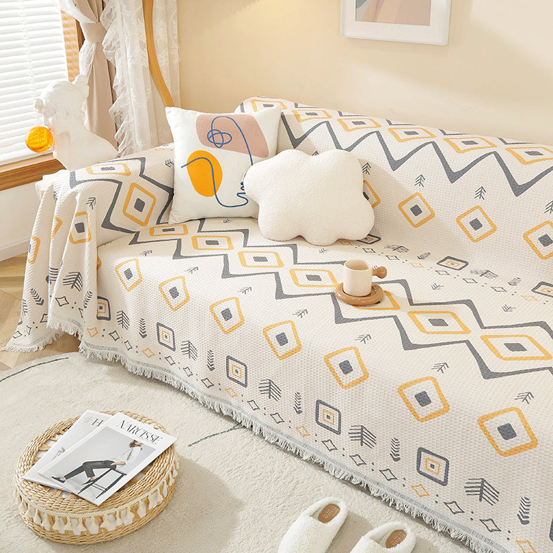 Plaid divano beige pattern geometrico