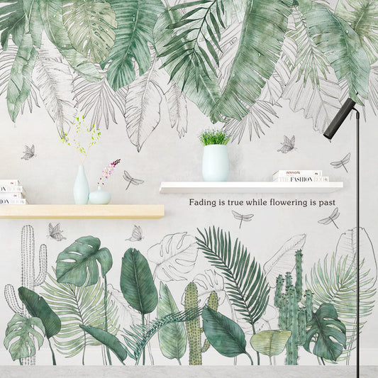 Adesivo murale Foglie tropicali con farfalle