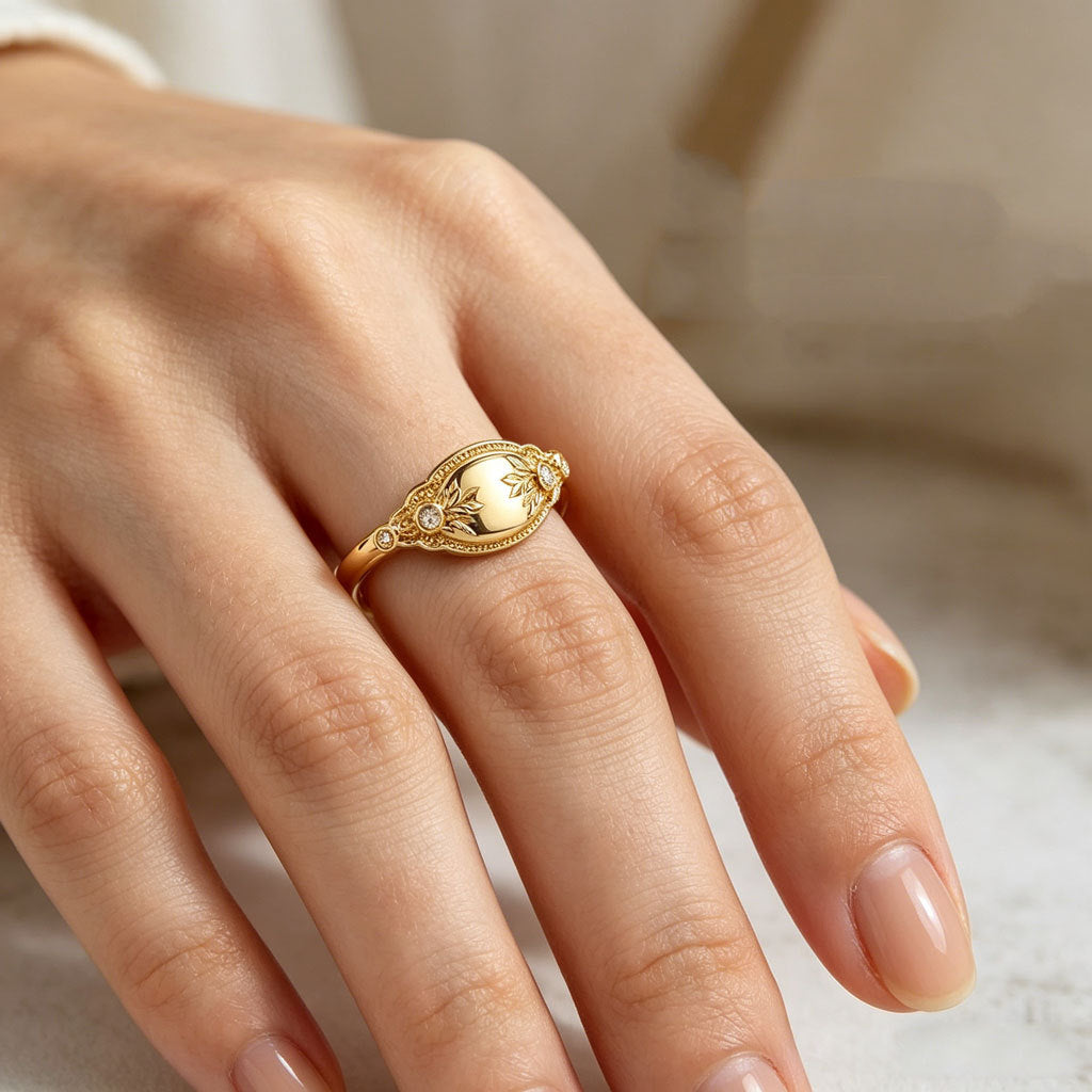 Anello zircone mosaico geometrico
