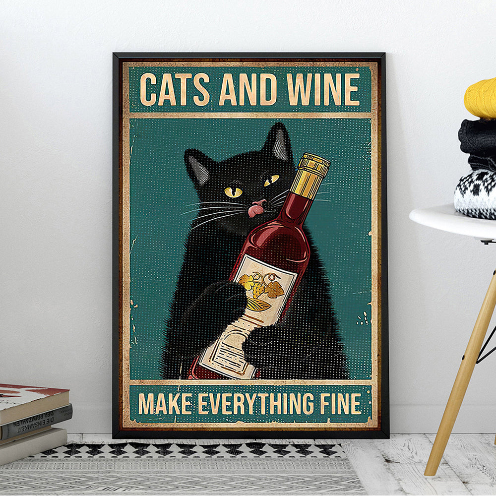Poster Gatto e Vino