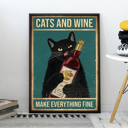 Poster Gatto e Vino