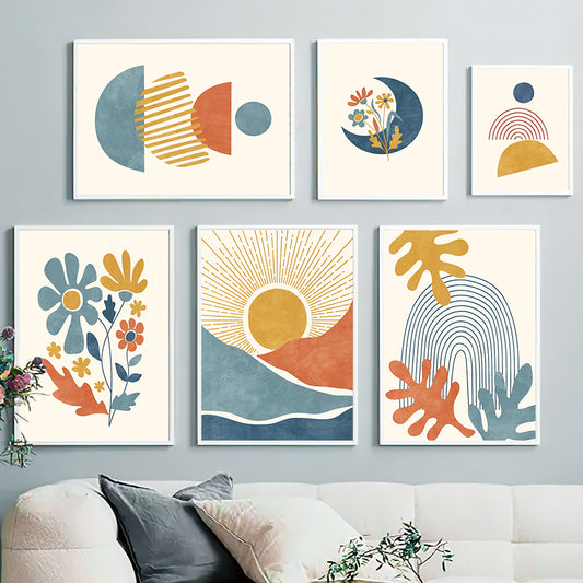 Quadro su tela Sole, luna, fiori, mare