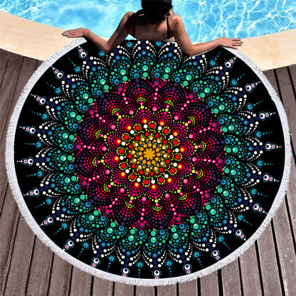 Asciugamano mandala rotondo puntini colorati