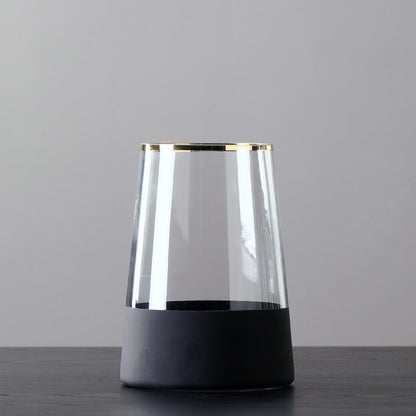 Vaso in vetro bordo dorato