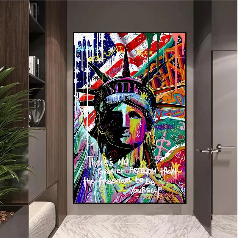 Quadro tela Statua Libertà street art