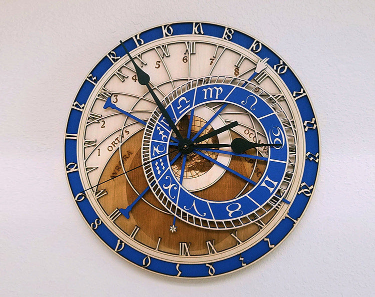 Orologio da parete Zodiaco blu dorato