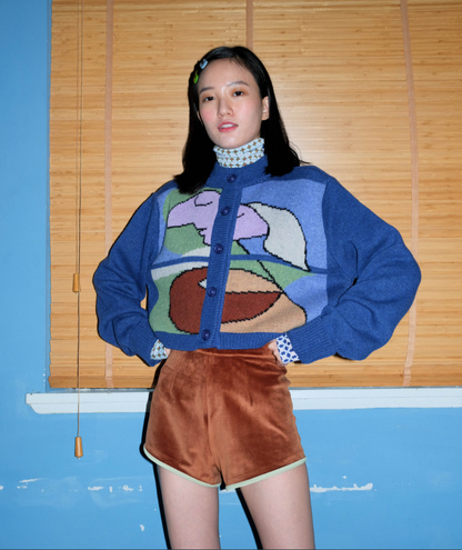 Cardigan lana stile impressionista