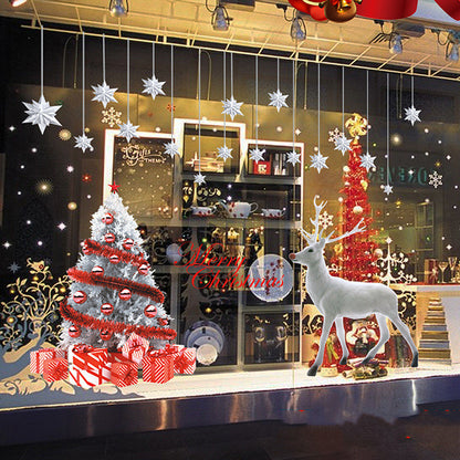 Adesivo murale Babbo Natale e renna nella vetrina