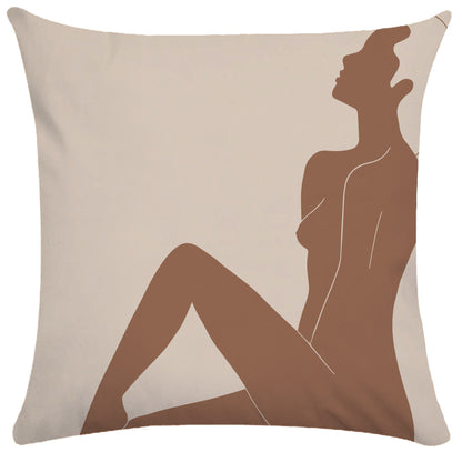 Copricuscino beige stampa motivi astratti