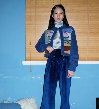 Cardigan lana stile impressionista