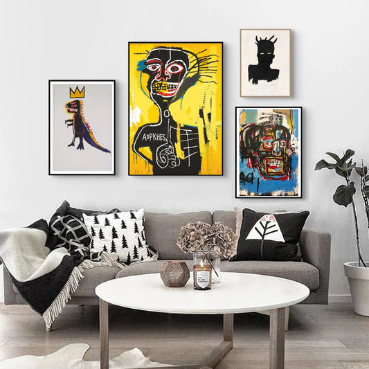 Quadro su tela Graffiti astratto volto giallo vivace