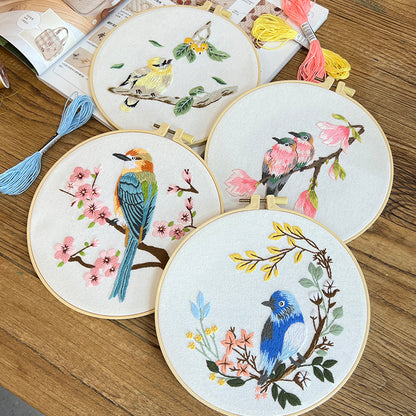 Kit ricamo fiori e uccelli