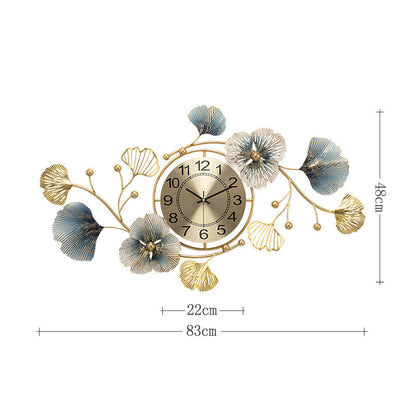 Orologio da parete Fiori oro blu