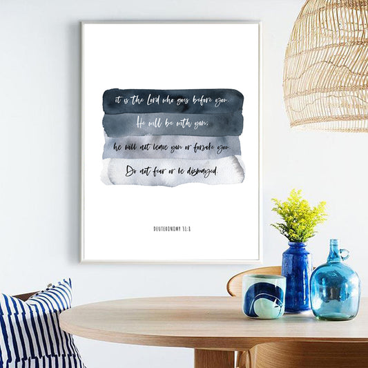 Quadro su tela Citazione biblica con sfumature blu