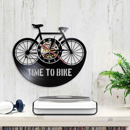 Orologio da parete Vinile bicicletta TIME TO BIKE