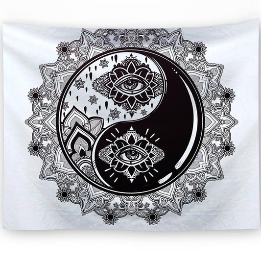 Arazzo Yin e yang con occhi stilizzati