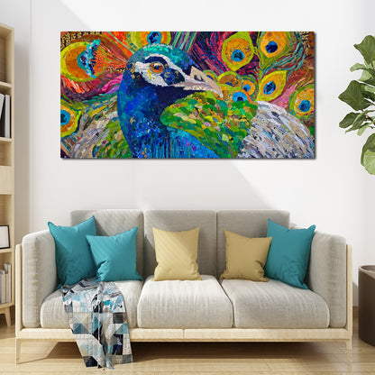 Poster Pavone blu e oro