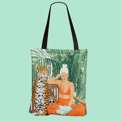 Borsa tela grande donna con leopardo