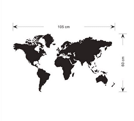 Adesivo murale Mappa del mondo silhouette nera minimalista
