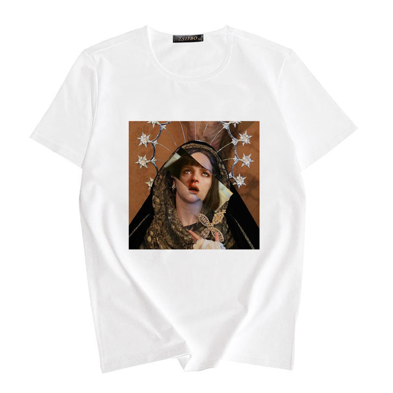 T-shirt stampa olio collo tondo