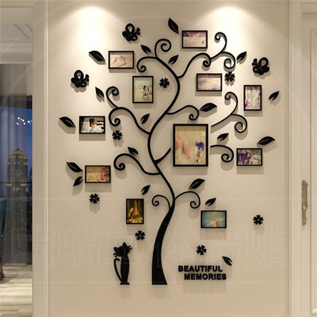Adesivo murale Albero genealogico con foglie verdi