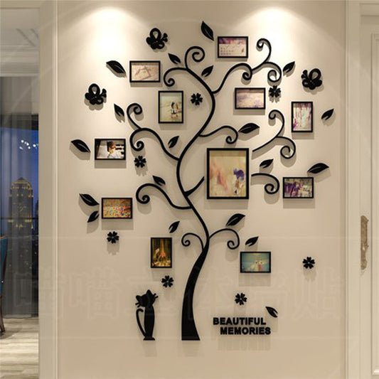 Adesivo murale Albero genealogico con foglie verdi