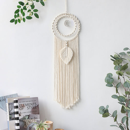 Arazzo Dreamcatcher in macramé bianco