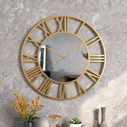 Orologio da parete Numeri romani specchio dorato