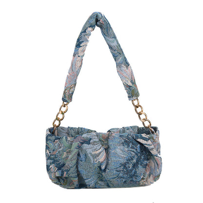 Borsa Spalla Fiori Blu